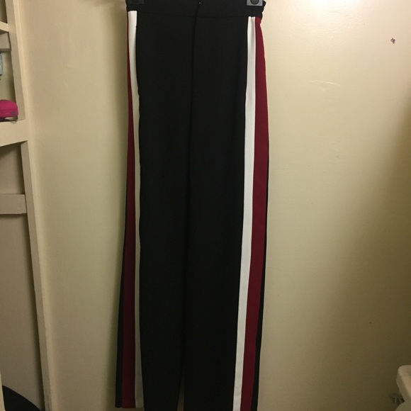 ZARA BLOGGERS FAVBlack w/Red Stripe Trousers - Picture 7 of 8